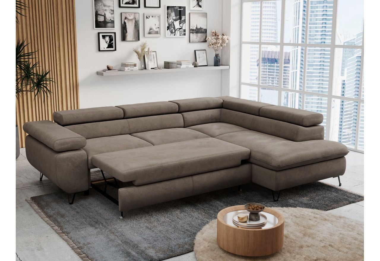 Narożnik PETER L - strona prawa - brązowy, welwet