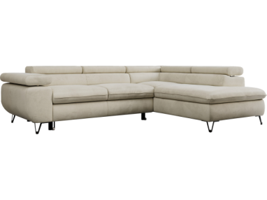 Narożnik PETER L - strona prawa - beżowy, welwet