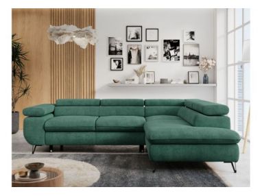 Narożnik PETER L - strona prawa - ciemnozielony, struktura