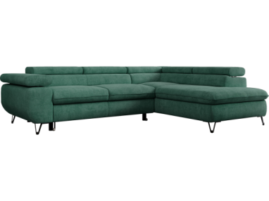 Narożnik PETER L - strona prawa - ciemnozielony, struktura