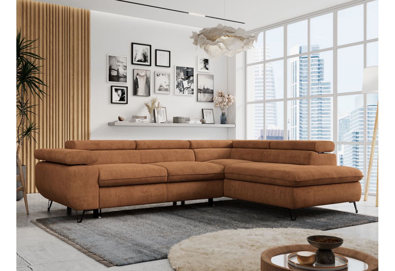 Narożnik PETER L - strona prawa - pomarańczowy, struktura