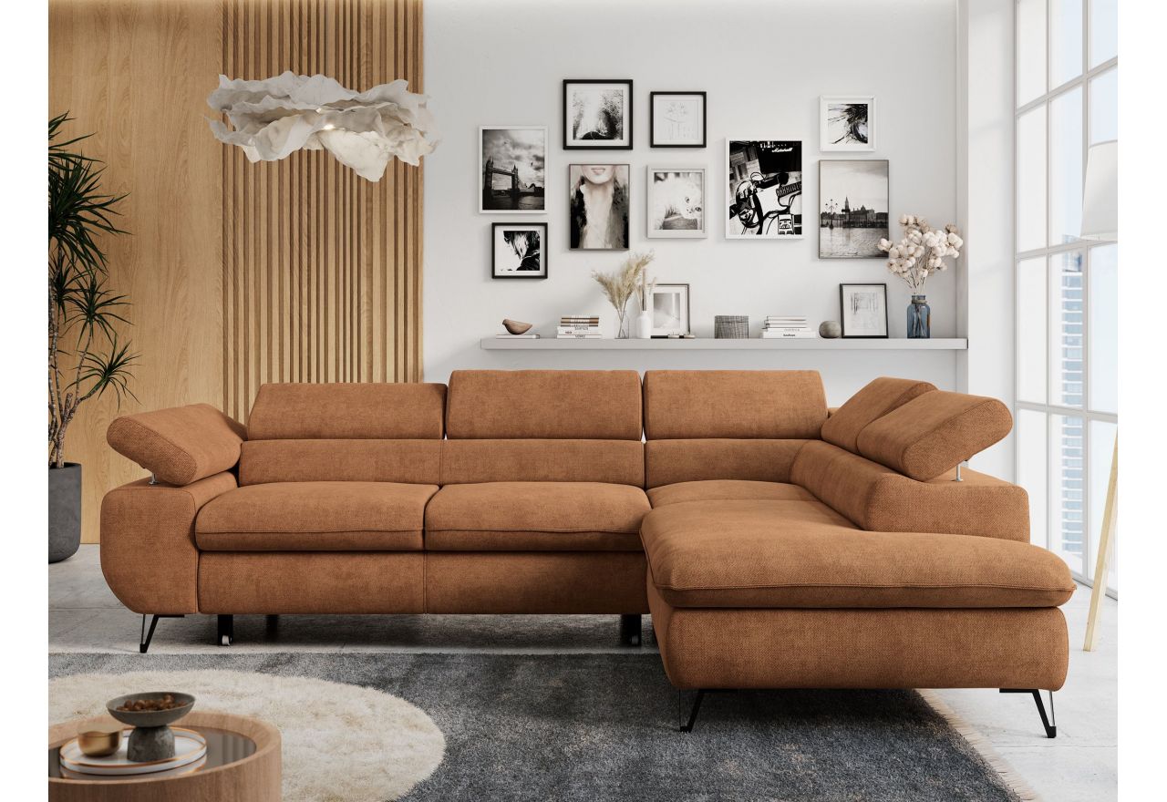 Narożnik PETER L - strona prawa - pomarańczowy, struktura