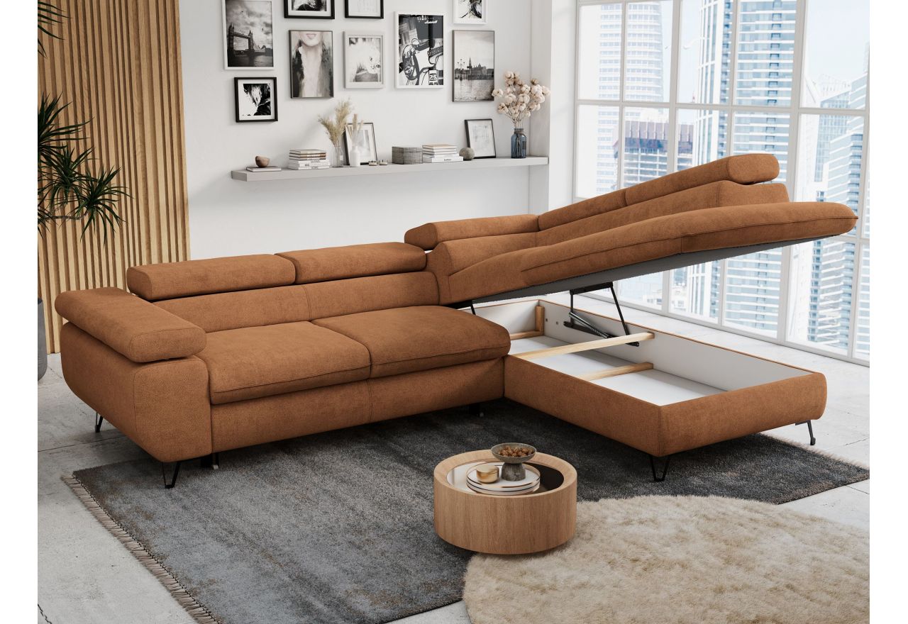 Narożnik PETER L - strona prawa - pomarańczowy, struktura