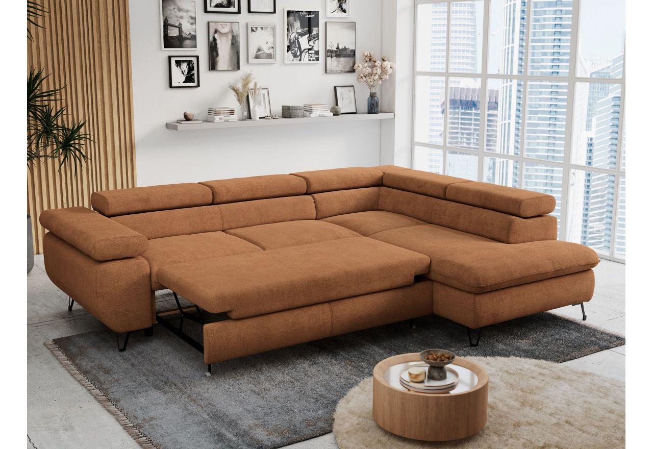 Narożnik PETER L - strona prawa - pomarańczowy, struktura