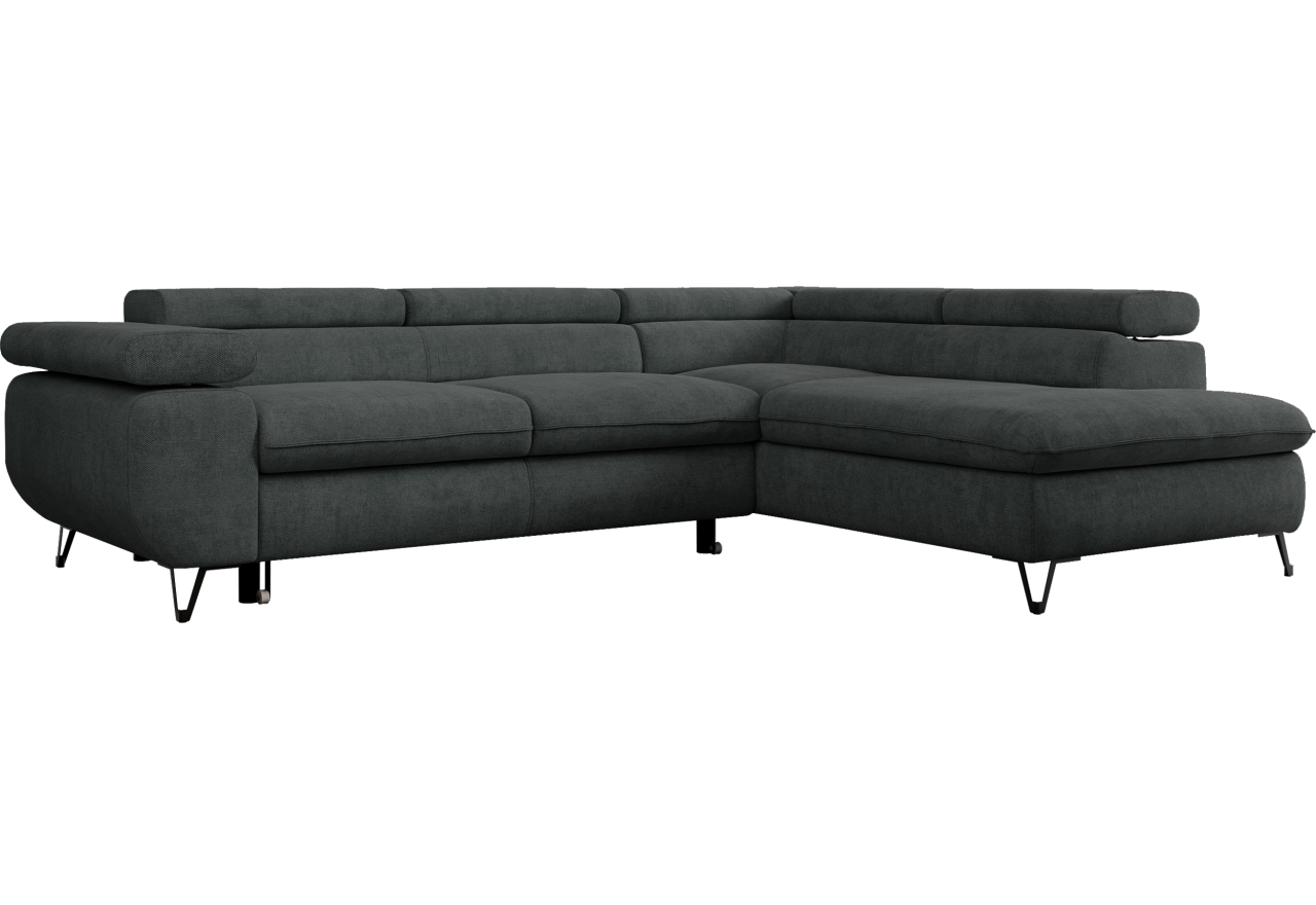 Narożnik PETER L - strona prawa - ciemnoszary, struktura