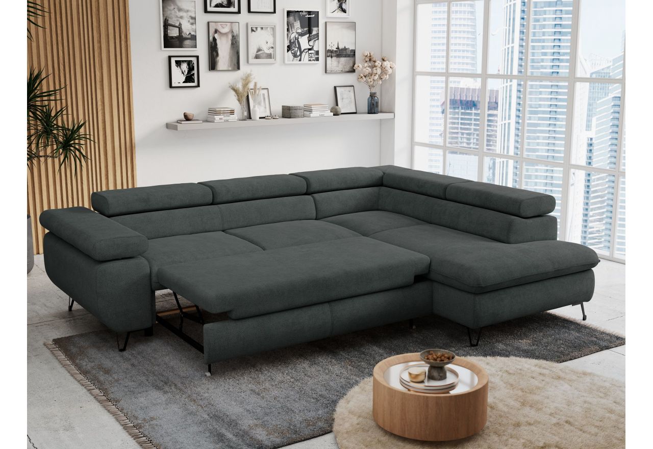 Narożnik PETER L - strona prawa - ciemnoszary, struktura