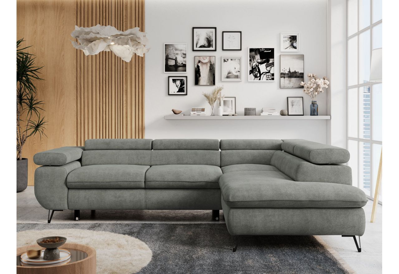 Narożnik PETER L - strona prawa - szary, struktura