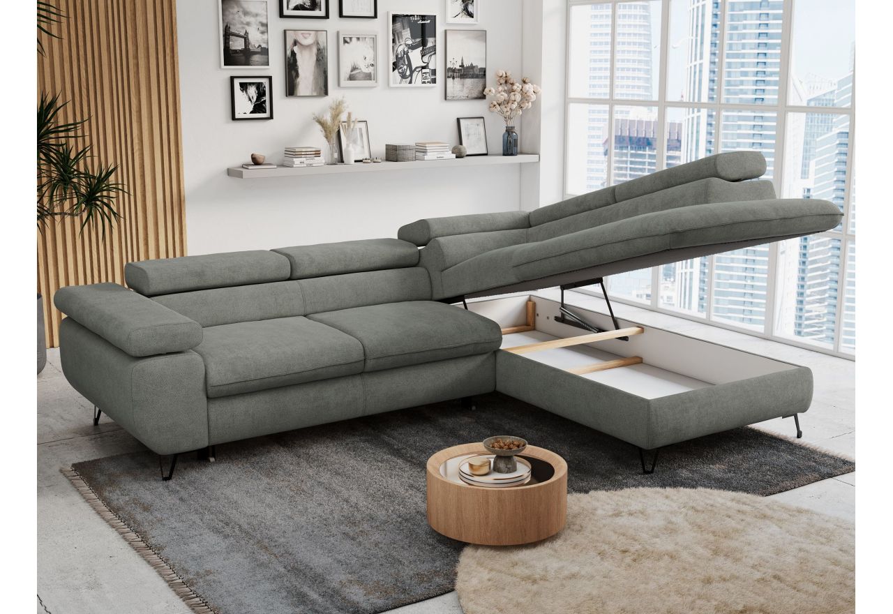 Narożnik PETER L - strona prawa - szary, struktura