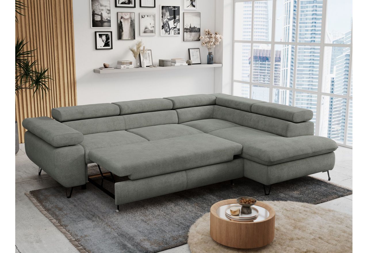 Narożnik PETER L - strona prawa - szary, struktura