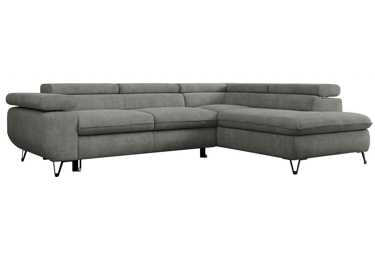 Narożnik PETER L - strona prawa - szary, struktura