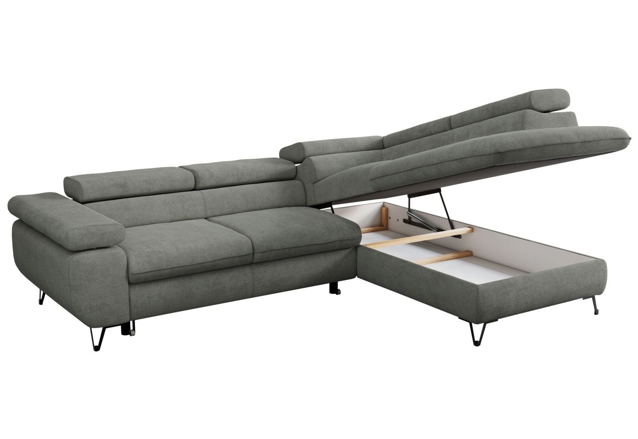 Narożnik PETER L - strona prawa - szary, struktura