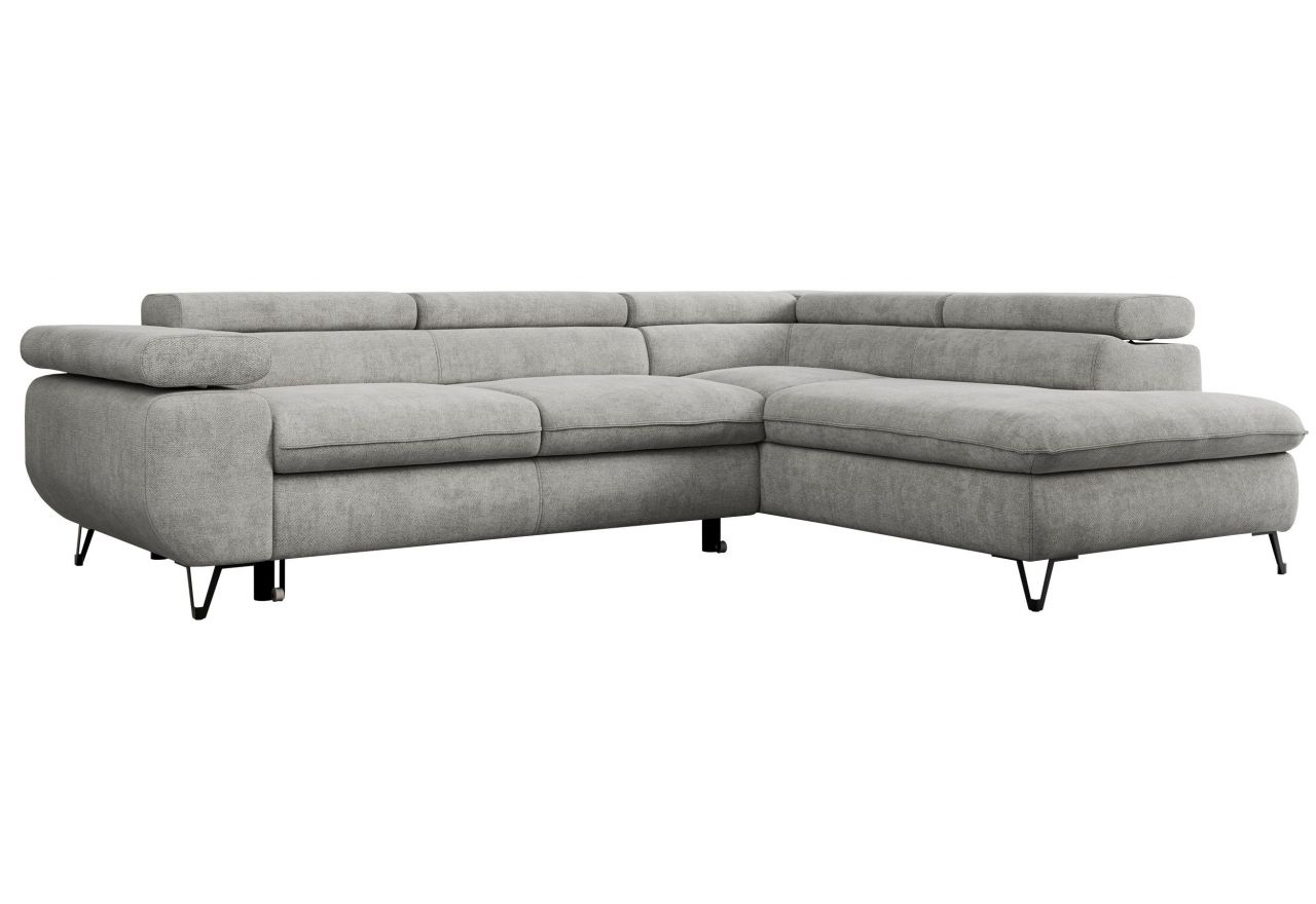 Narożnik PETER L - strona prawa - jasnoszary, struktura