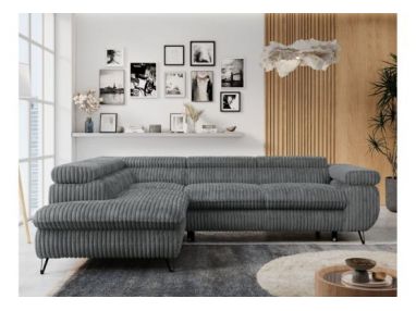 Narożnik PETER L - strona lewa - szary, sztruks