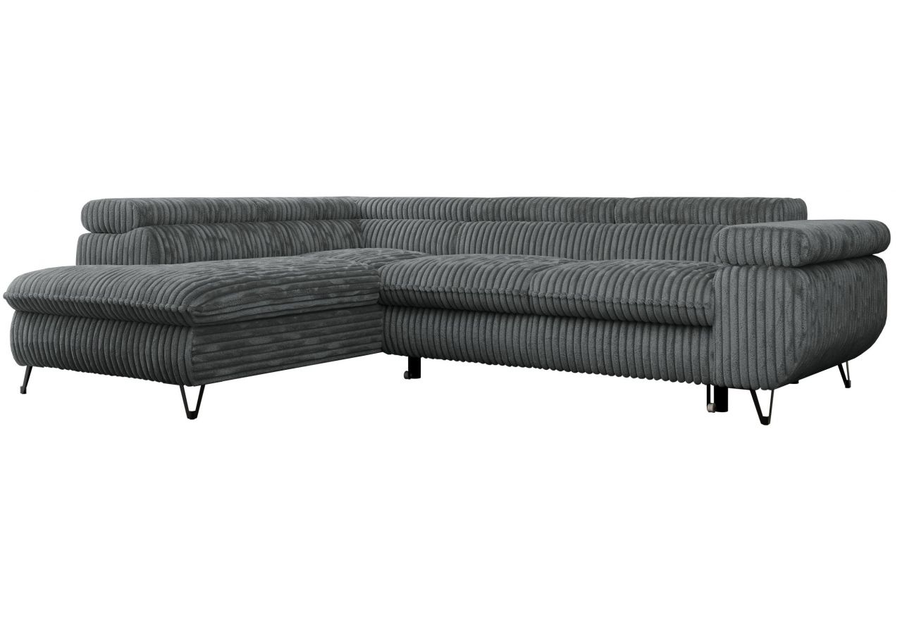 Narożnik PETER L - strona lewa - szary, sztruks