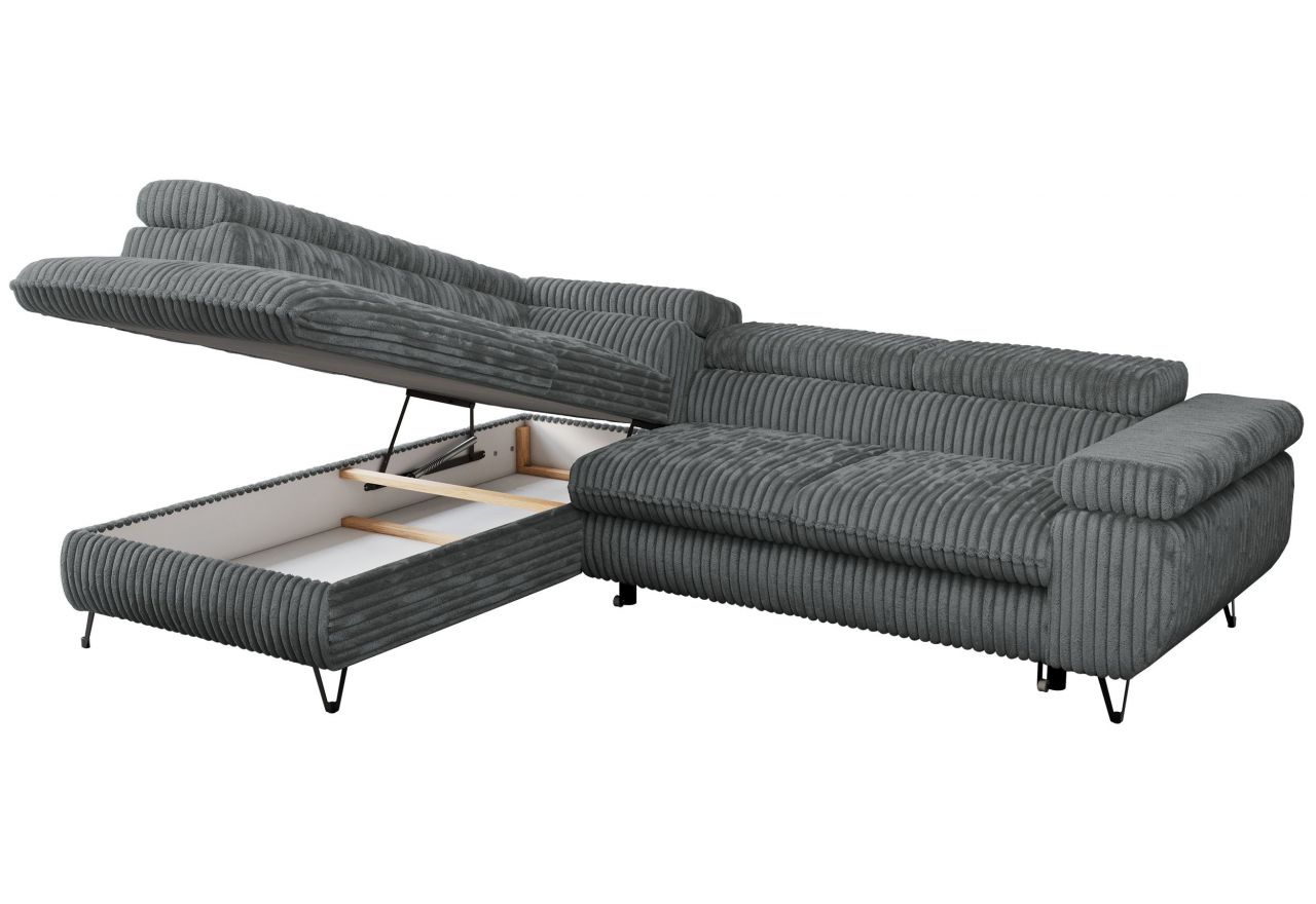 Narożnik PETER L - strona lewa - szary, sztruks