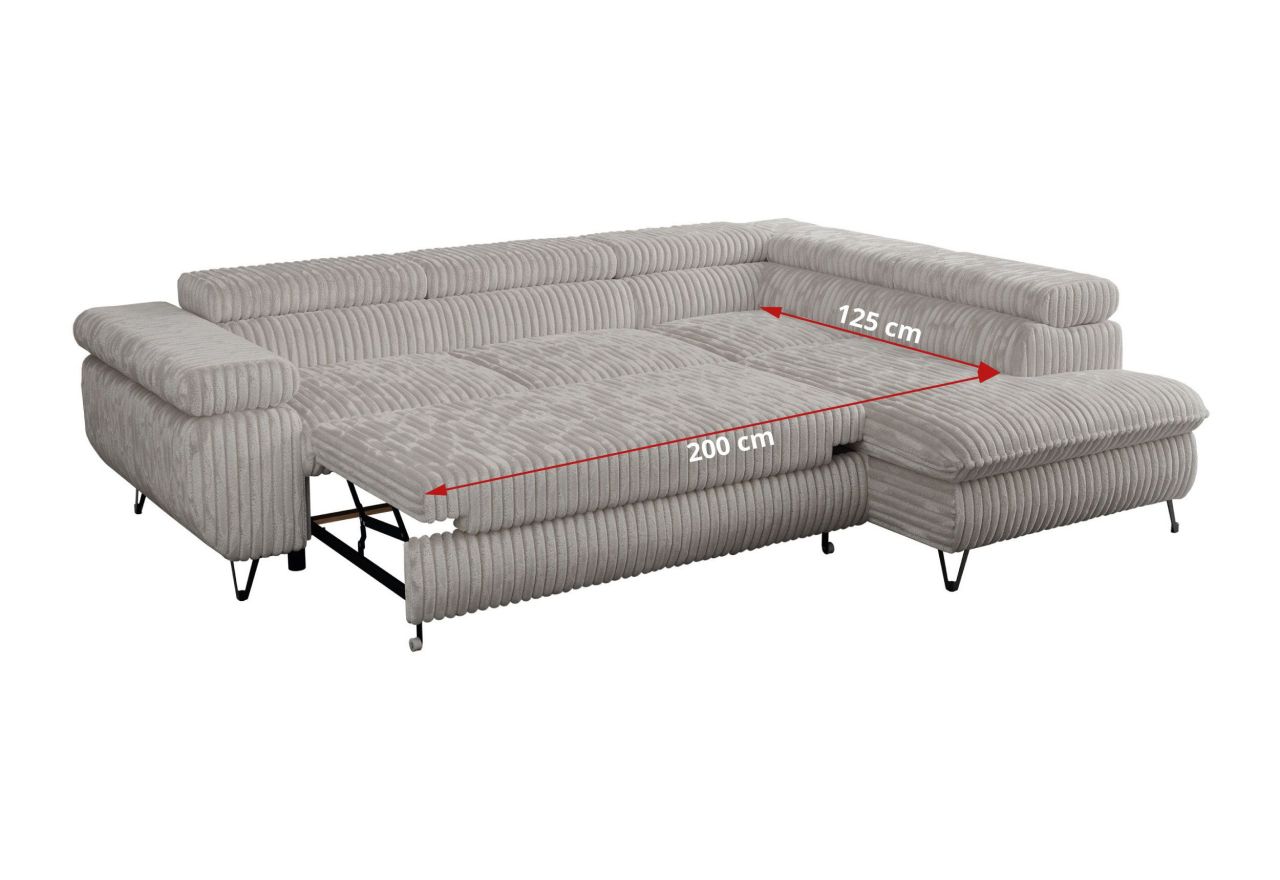 Narożnik PETER L - strona lewa - jasnoszary, sztruks