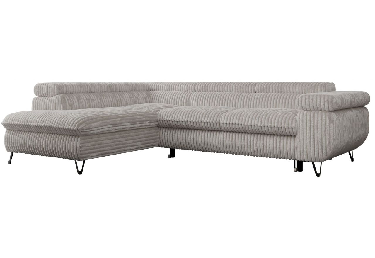 Narożnik PETER L - strona lewa - jasnoszary, sztruks