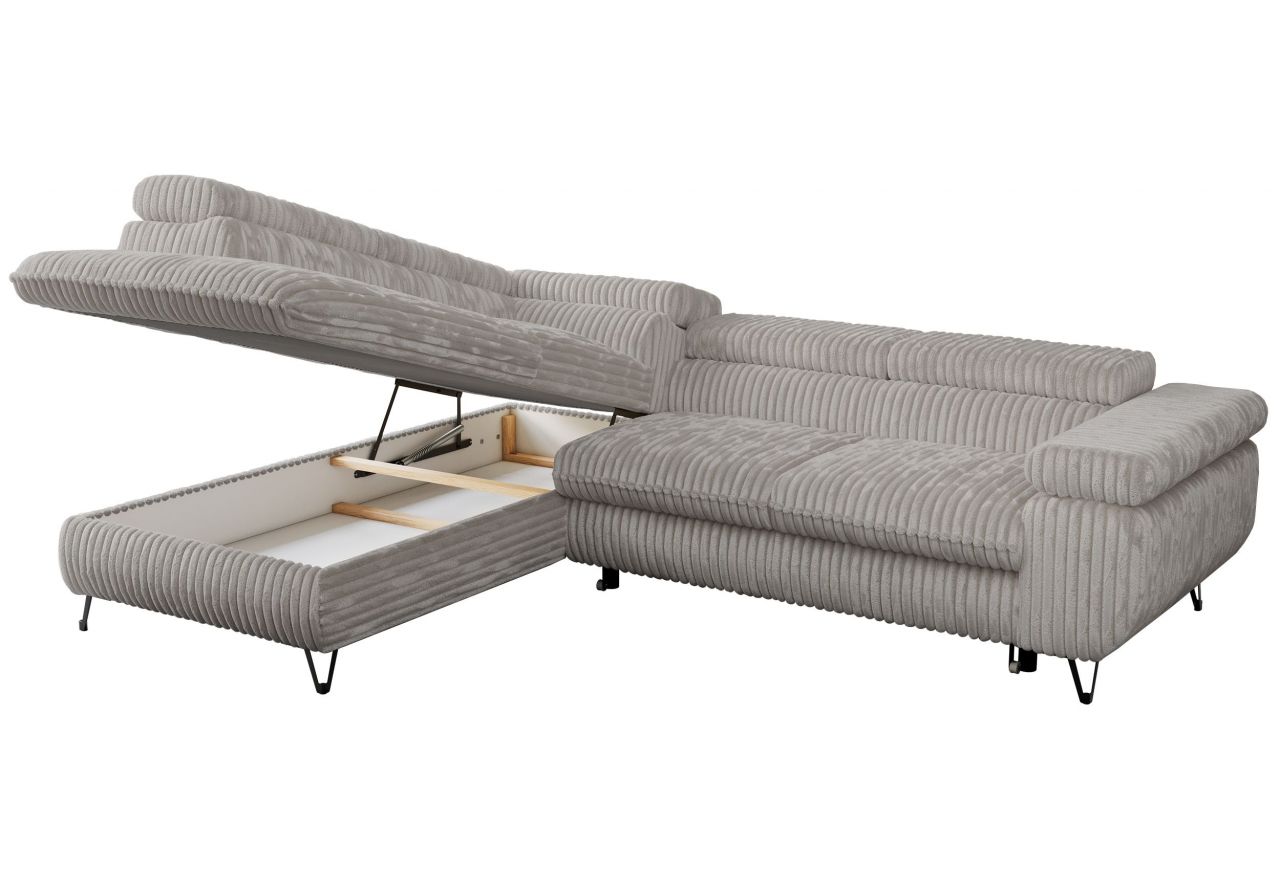 Narożnik PETER L - strona lewa - jasnoszary, sztruks