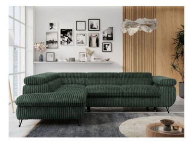 Narożnik PETER L - strona lewa - ciemnozielony, sztruks