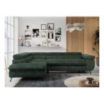 Narożnik PETER L - strona lewa - ciemnozielony, sztruks