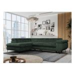 Narożnik PETER L - strona lewa - ciemnozielony, sztruks