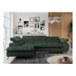 Narożnik PETER L - strona lewa - ciemnozielony, sztruks