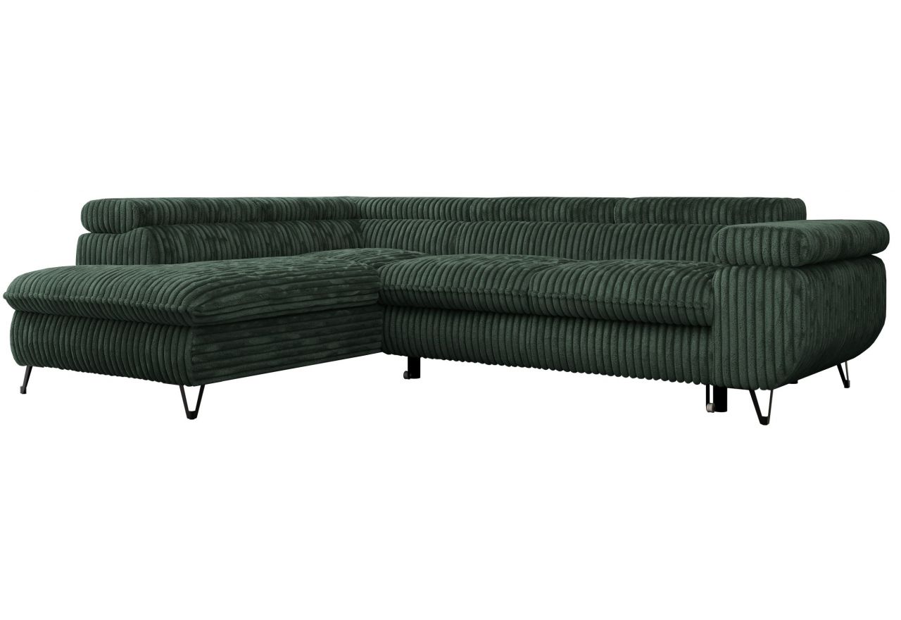 Narożnik PETER L - strona lewa - ciemnozielony, sztruks