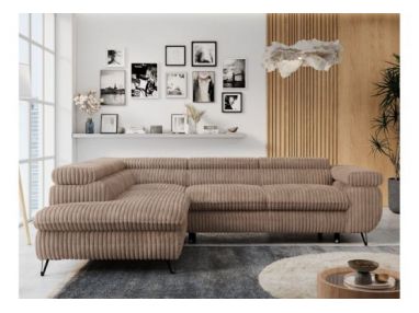 Narożnik PETER L - strona lewa - brązowy, sztruks