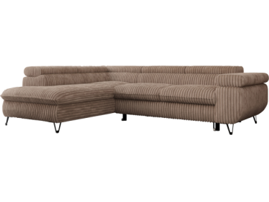 Narożnik PETER L - strona lewa - brązowy, sztruks