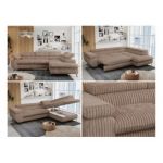 Narożnik PETER L - strona lewa - brązowy, sztruks