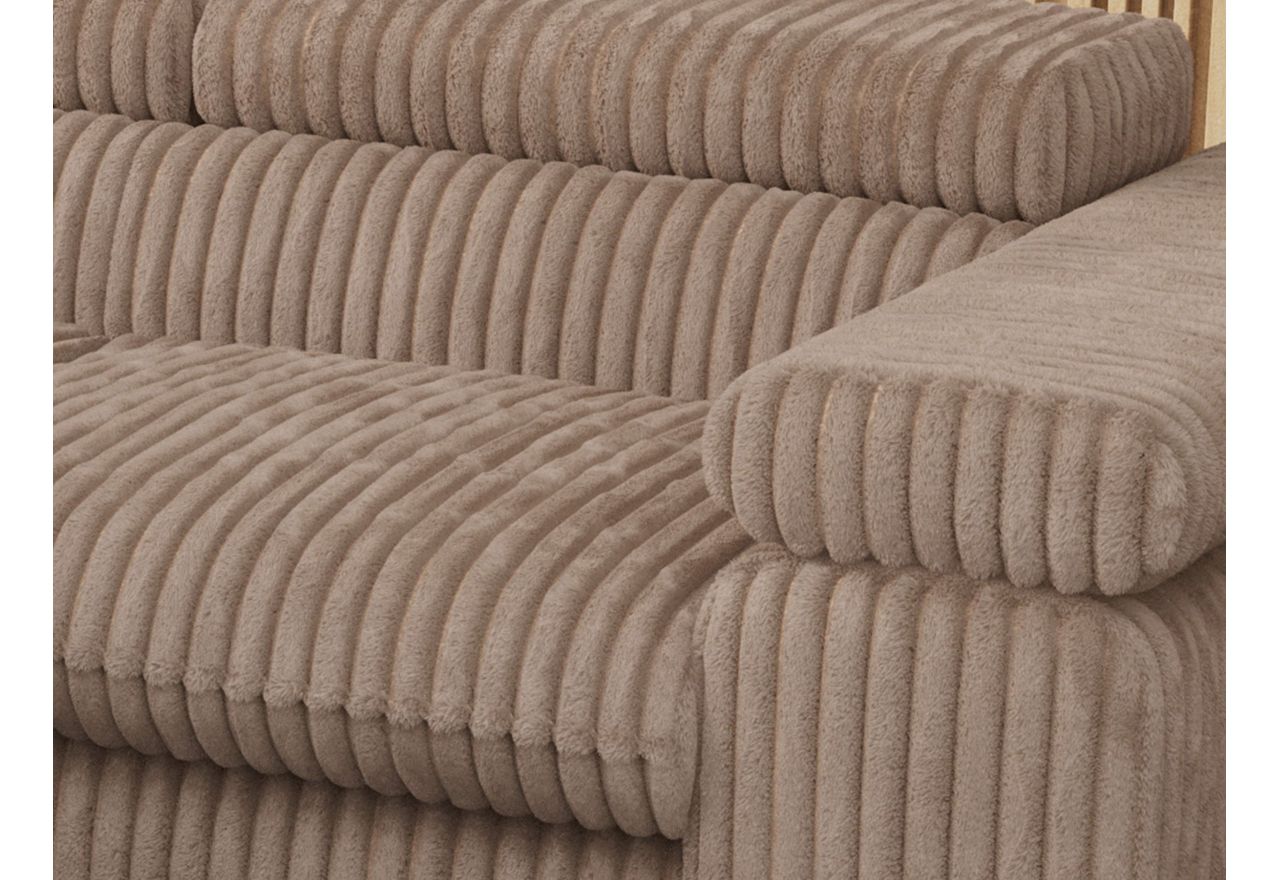 Narożnik PETER L - strona lewa - brązowy, sztruks