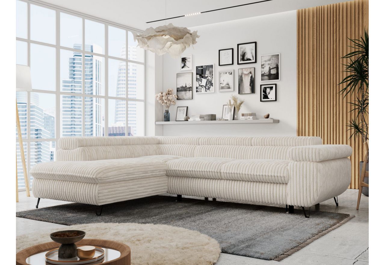 Narożnik PETER L - strona lewa - beżowy, sztruks