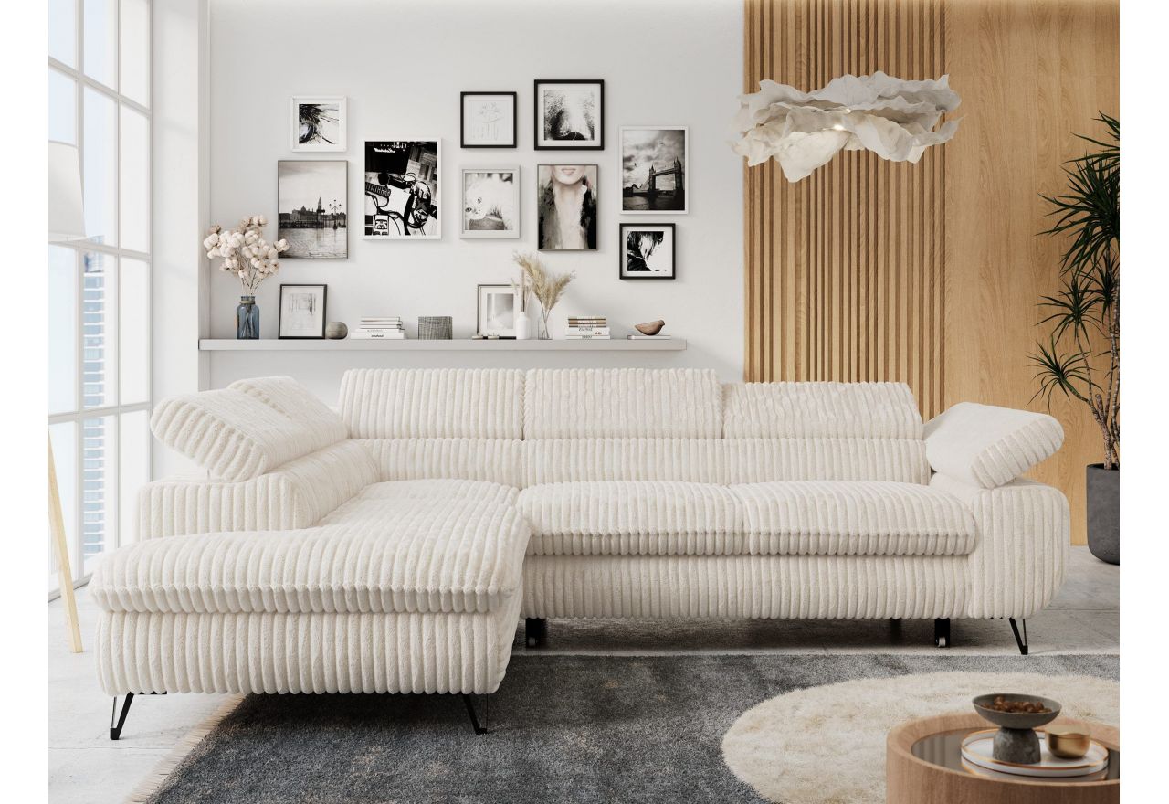 Narożnik PETER L - strona lewa - beżowy, sztruks