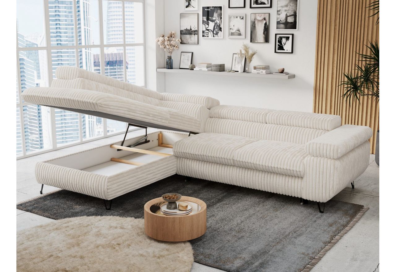 Narożnik PETER L - strona lewa - beżowy, sztruks