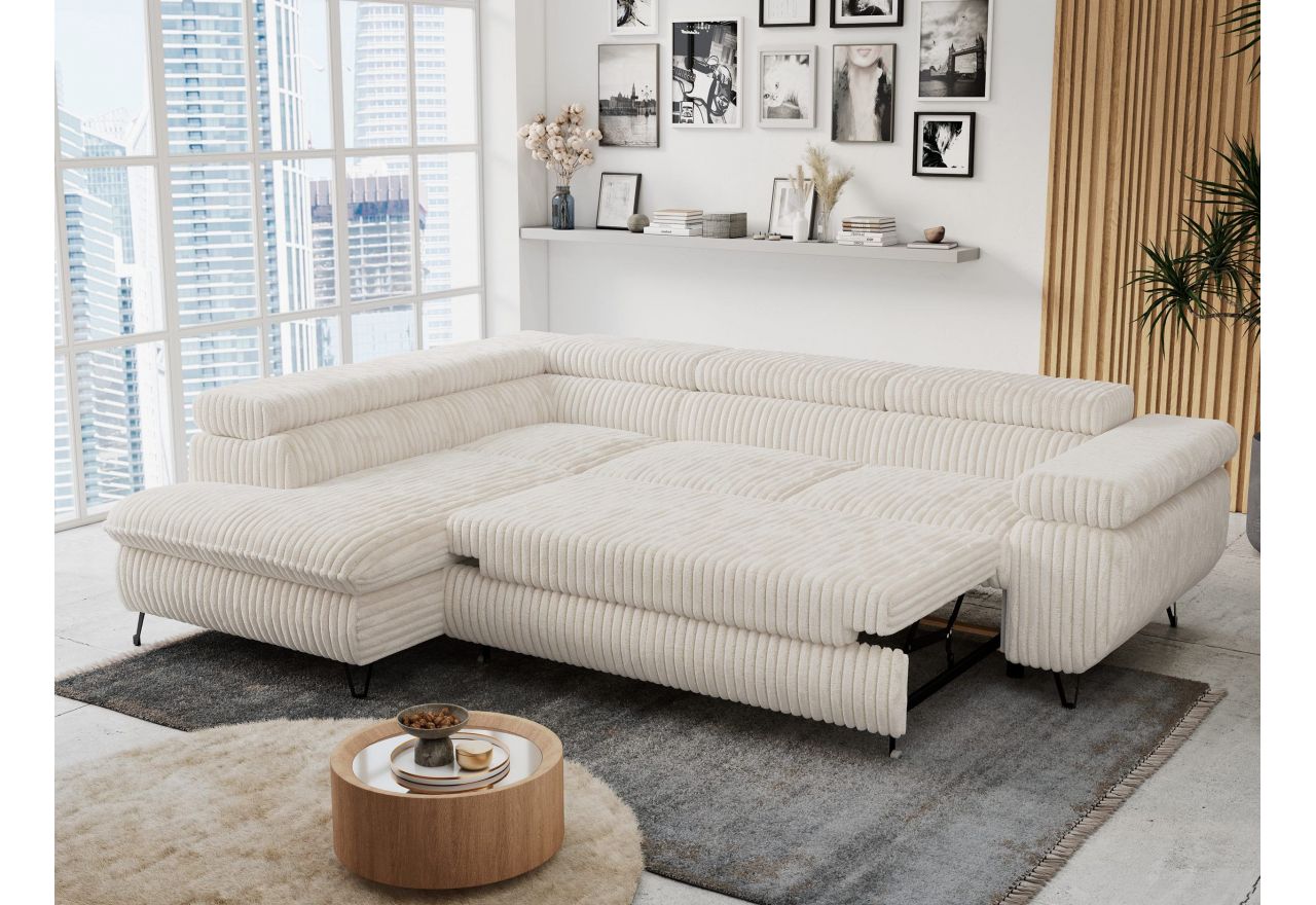 Narożnik PETER L - strona lewa - beżowy, sztruks