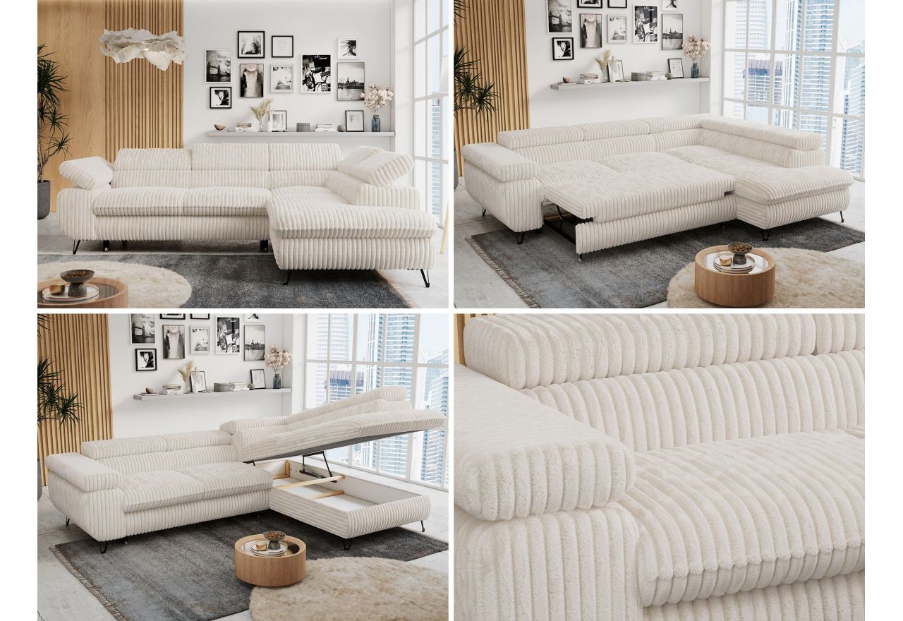 Narożnik PETER L - strona lewa - beżowy, sztruks