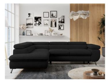 Narożnik PETER L - strona lewa - czarny, boucle