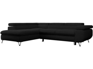 Narożnik PETER L - strona lewa - czarny, boucle