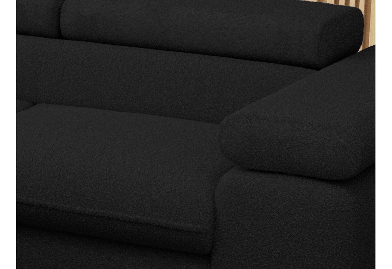 Narożnik PETER L - strona lewa - czarny, boucle