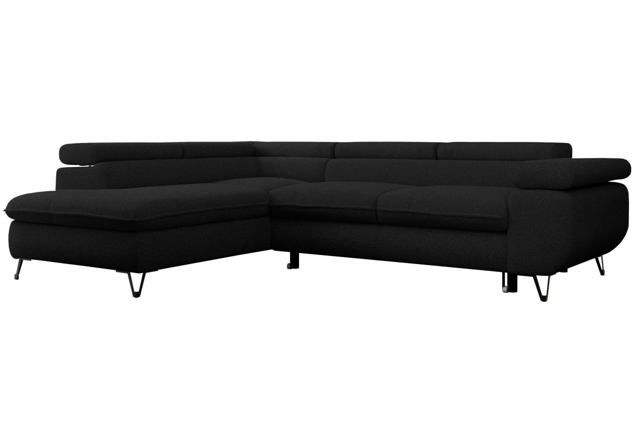 Narożnik PETER L - strona lewa - czarny, boucle