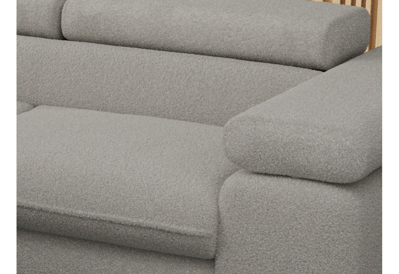 Narożnik PETER L - strona lewa - jasnoszary, boucle