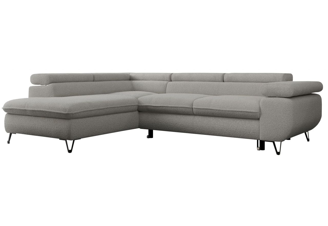 Narożnik PETER L - strona lewa - jasnoszary, boucle