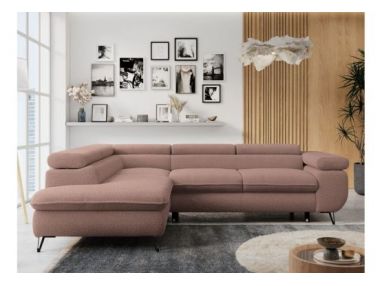 Narożnik PETER L - strona lewa - różowy, boucle