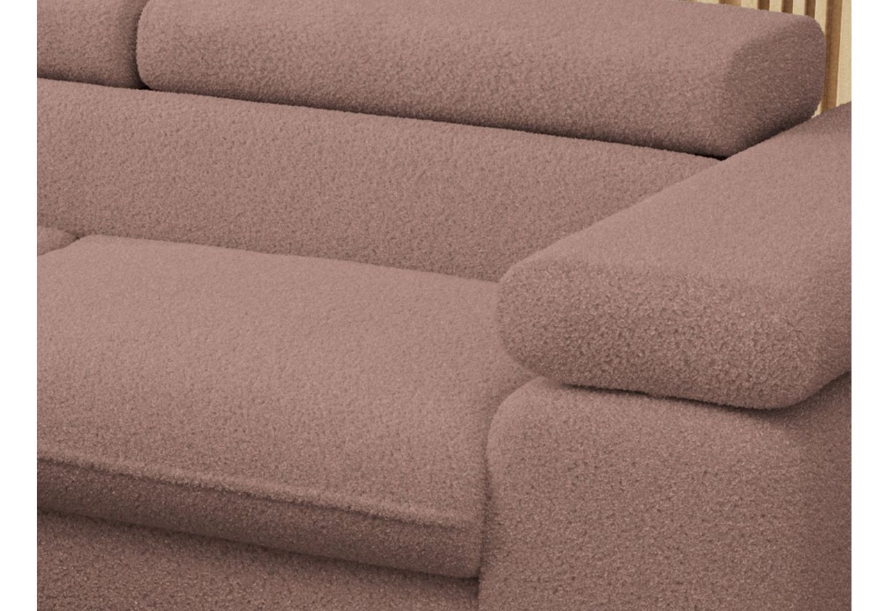 Narożnik PETER L - strona lewa - różowy, boucle