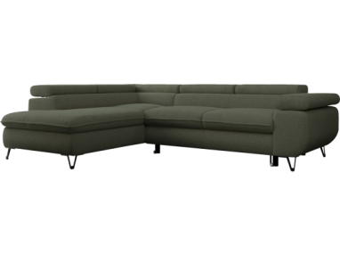 Narożnik PETER L - strona lewa - ciemnozielony, boucle