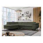 Narożnik PETER L - strona lewa - ciemnozielony, boucle