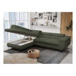 Narożnik PETER L - strona lewa - ciemnozielony, boucle