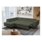 Narożnik PETER L - strona lewa - ciemnozielony, boucle