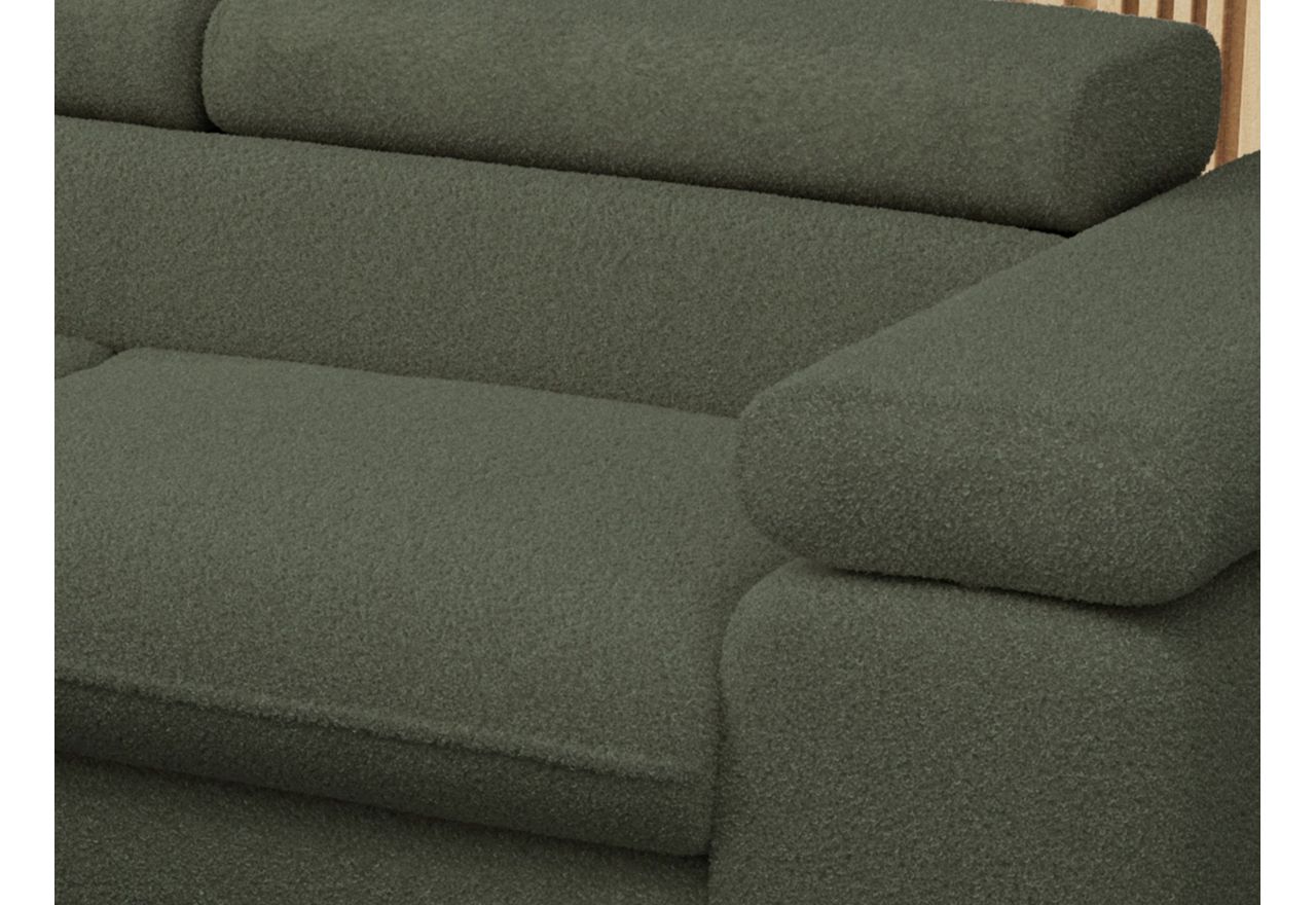 Narożnik PETER L - strona lewa - ciemnozielony, boucle