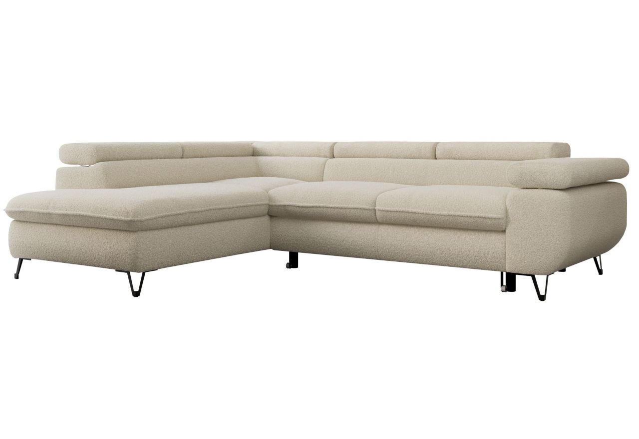 Narożnik PETER L - strona lewa - beżowy, boucle